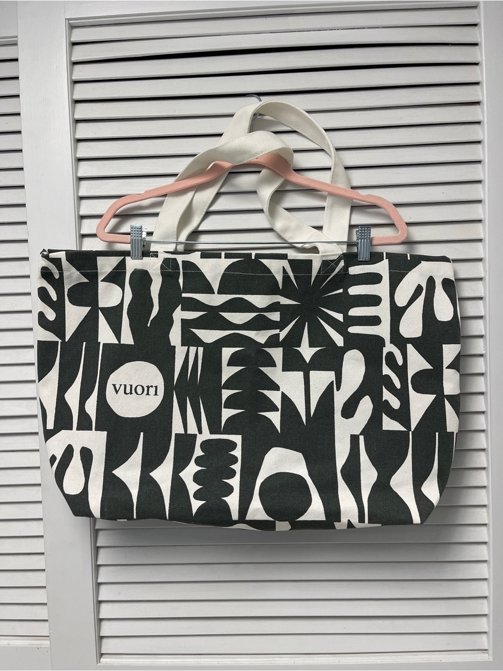 Vuori Black & White Geometric Canvas Tote